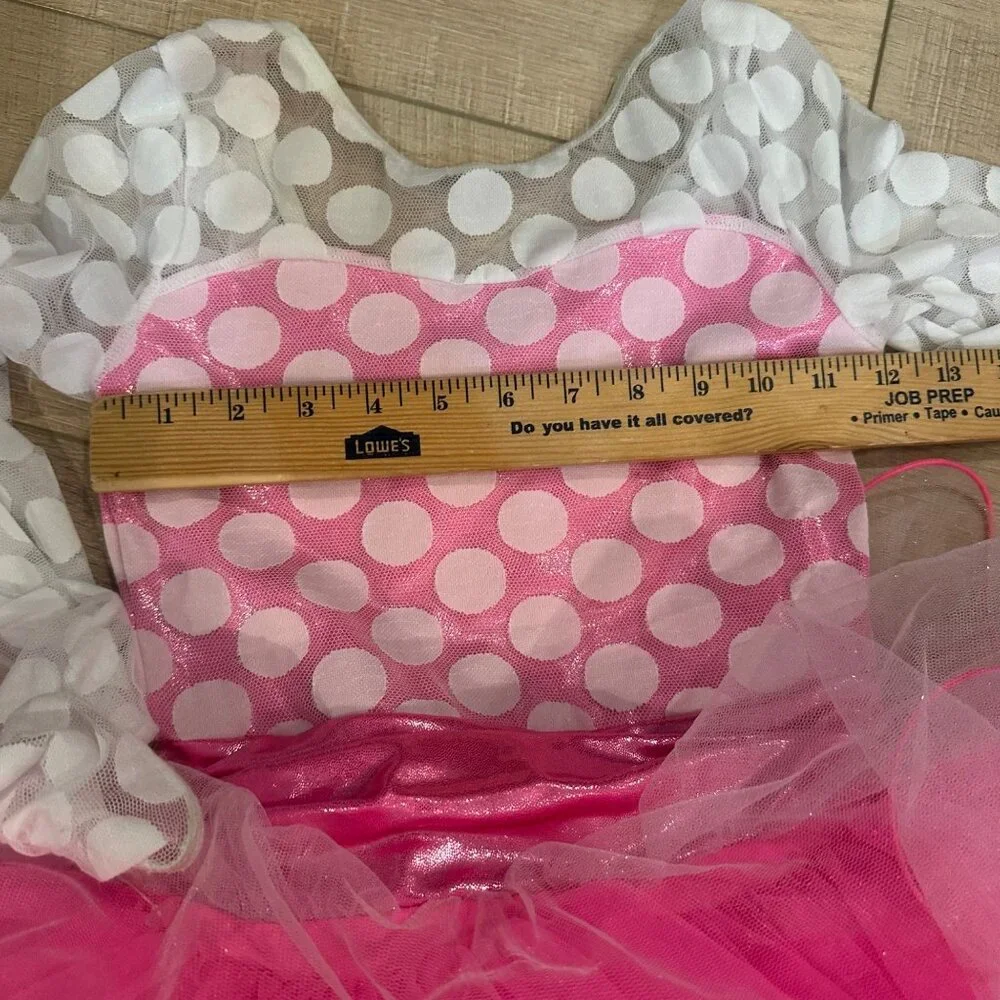WEISSMAN MEDIUM CHILD PINK AND WHITE COMPETITION DANCE COSTUME TAP JAZZ HIP HOP